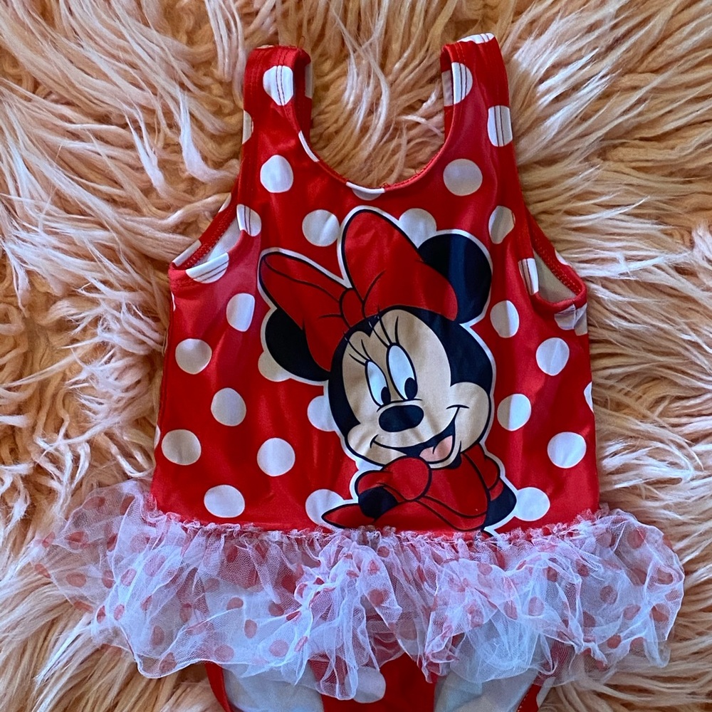 Minnie Mouse red swim suit